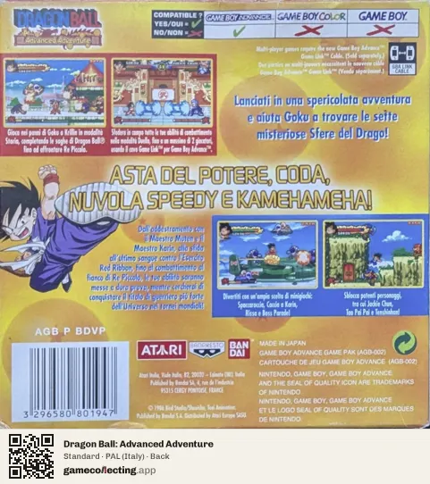 Dragon Ball: Advanced Adventure Game Boy Advance, Italy box back