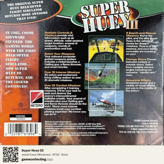 Super Huey III Computer, NTSC box back