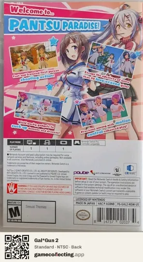 Gal*Gun 2 Nintendo Switch, NTSC box back