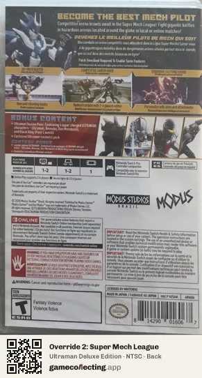 Override 2: Super Mech League Nintendo Switch, NTSC box back