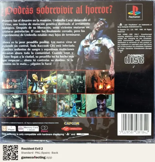 Resident Evil 2 PlayStation, Spain box back