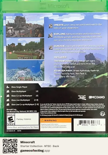 Minecraft Xbox One, NTSC box back