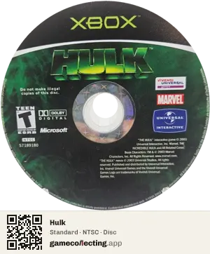 Hulk Xbox, NTSC disc