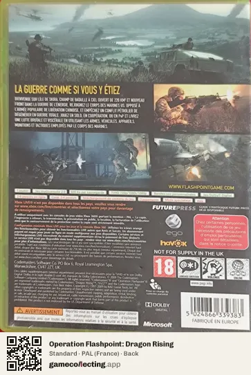 Operation Flashpoint: Dragon Rising Xbox 360, France box back
