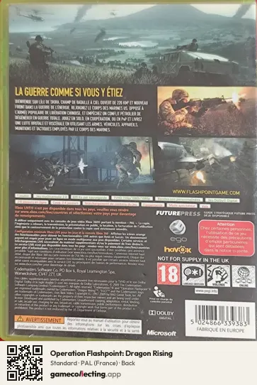 Operation Flashpoint: Dragon Rising Xbox 360, France box back