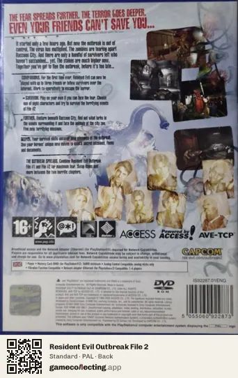 Resident Evil Outbreak File 2 PlayStation 2, PAL box back