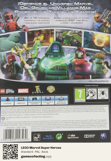 LEGO Marvel Super Heroes PlayStation 4, PAL box back