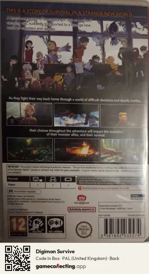 Digimon Survive Nintendo Switch, United Kingdom box back