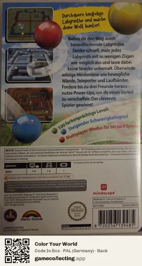 Color Your World Nintendo Switch, Germany box back
