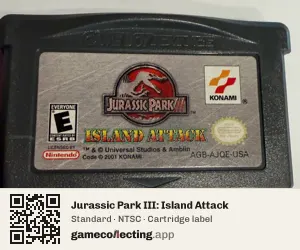 Jurassic Park III: Island Attack Game Boy Advance, NTSC cartridge label