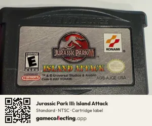 Jurassic Park III: Island Attack Game Boy Advance, NTSC cartridge label
