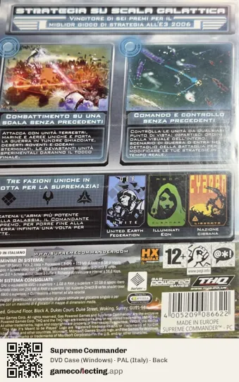 Supreme Commander Computer, Italy box back