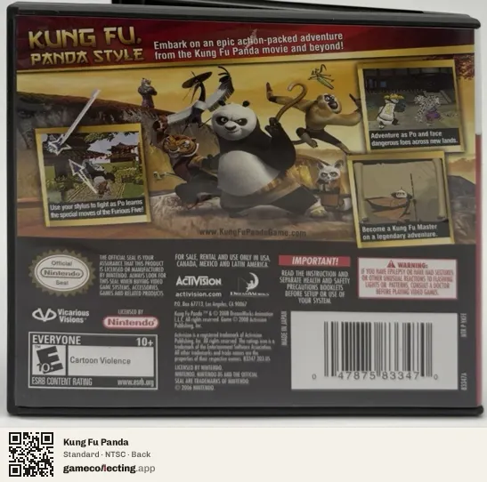 Kung Fu Panda Nintendo DS, NTSC box back