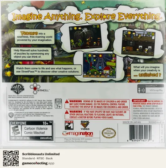 Scribblenauts Unlimited Nintendo 3DS, NTSC box back