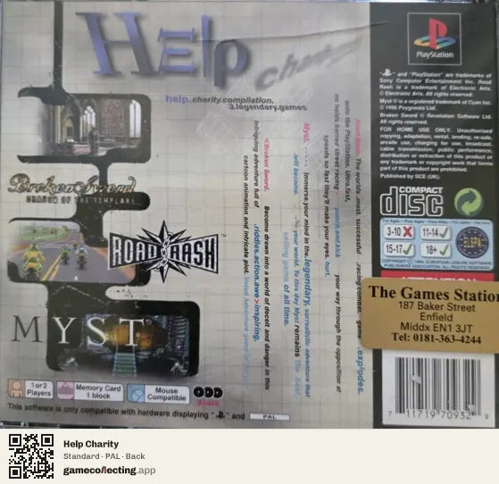 Help Charity PlayStation, PAL box back