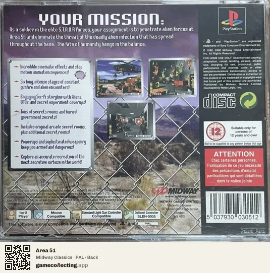 Area 51 PlayStation, PAL box back