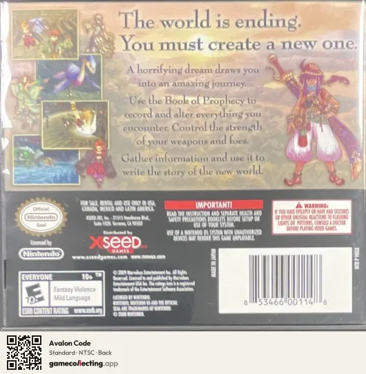 Avalon Code Nintendo DS, NTSC box back