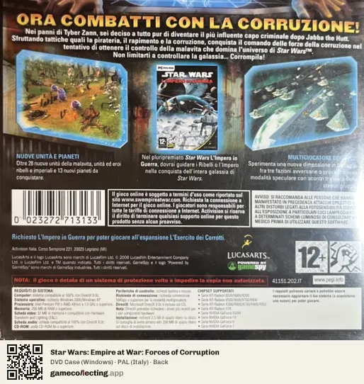 Star Wars: Empire at War: Forces of Corruption Computer, Italy box back