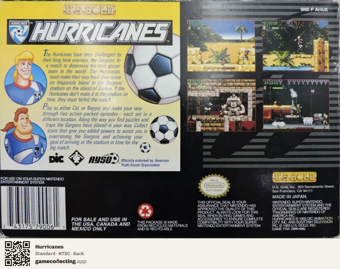 Hurricanes Super Nintendo Entertainment System, NTSC box back