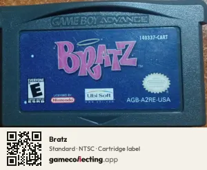 Bratz Game Boy Advance, NTSC cartridge label