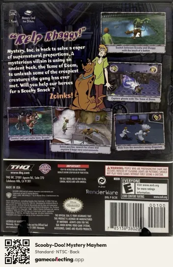 Scooby-Doo! Mystery Mayhem Nintendo GameCube, NTSC box back