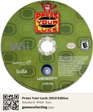 Press Your Luck: 2010 Edition Nintendo Wii, NTSC disc