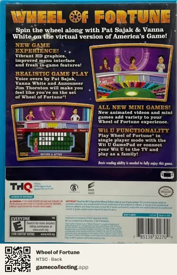 Wheel of Fortune Nintendo Wii U, NTSC box back
