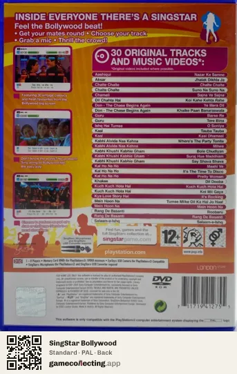 SingStar Bollywood PlayStation 2, PAL box back