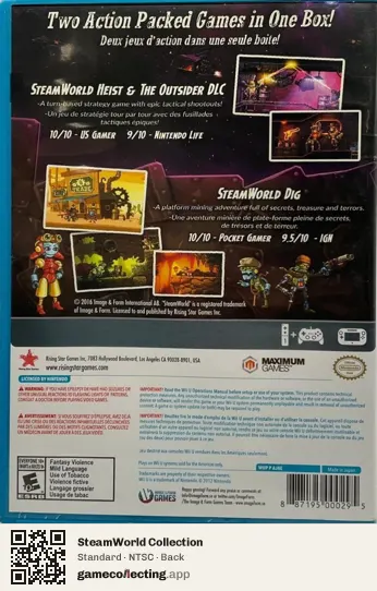 SteamWorld Collection Nintendo Wii U, NTSC box back