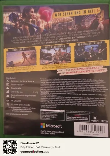 Dead Island 2 Xbox Series X, Germany box back