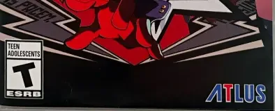 Persona 5 Tactica, the ESRB box on its front