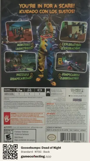 Goosebumps: Dead of Night Nintendo Switch, NTSC box back
