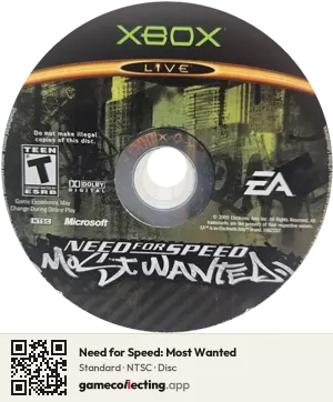Need for Speed: Most Wanted Xbox, NTSC disc