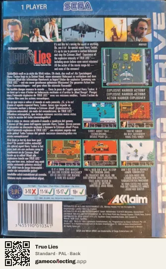 True Lies Sega Mega Drive / Genesis, PAL box back