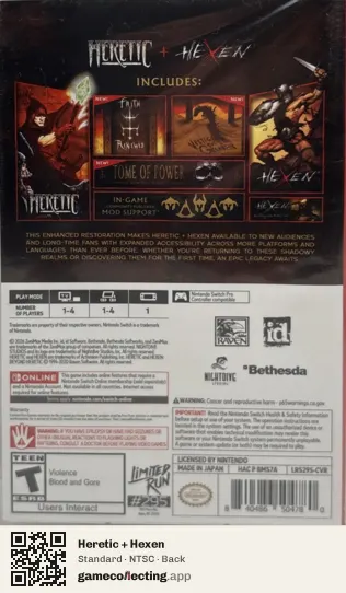 Heretic + Hexen Nintendo Switch, NTSC box back