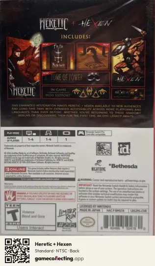 Heretic + Hexen Nintendo Switch, NTSC box back