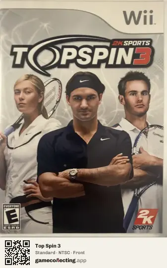 Top Spin 3 Nintendo Wii, NTSC box front