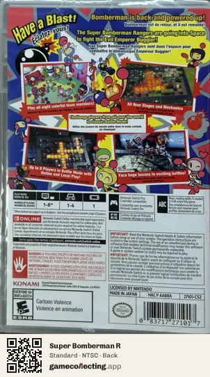 Super Bomberman R Nintendo Switch, NTSC box back