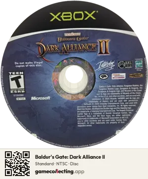 Baldur's Gate: Dark Alliance II Xbox, NTSC disc