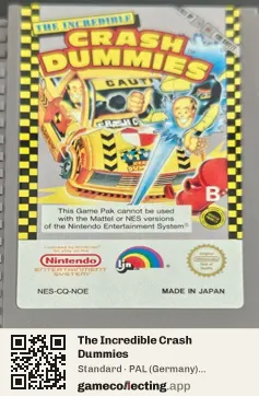 The Incredible Crash Dummies Nintendo Entertainment System, PAL cartridge label