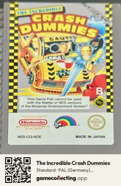 The Incredible Crash Dummies Nintendo Entertainment System, PAL cartridge label