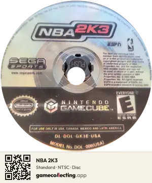 NBA 2K3 Nintendo GameCube, NTSC disc