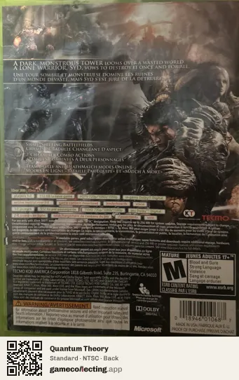 Quantum Theory Xbox 360, NTSC box back