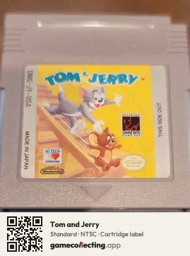 Tom and Jerry Game Boy, NTSC cartridge label