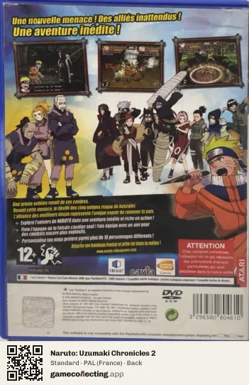 Naruto: Uzumaki Chronicles 2 PlayStation 2, France box back