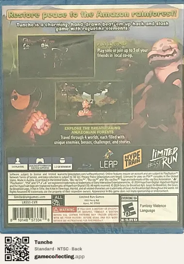 Tunche PlayStation 4, NTSC box back