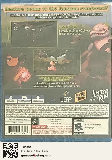 Tunche PlayStation 4, NTSC box back