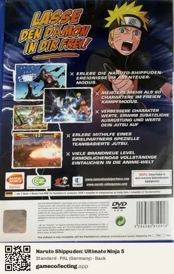 Naruto Shippuden: Ultimate Ninja 5 PlayStation 2, Germany box back