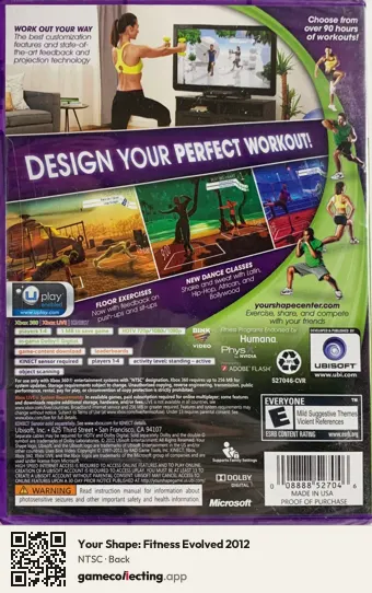 Your Shape: Fitness Evolved 2012 Xbox 360, NTSC box back