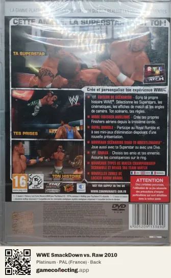 WWE SmackDown vs. Raw 2010 PlayStation 2, France box back